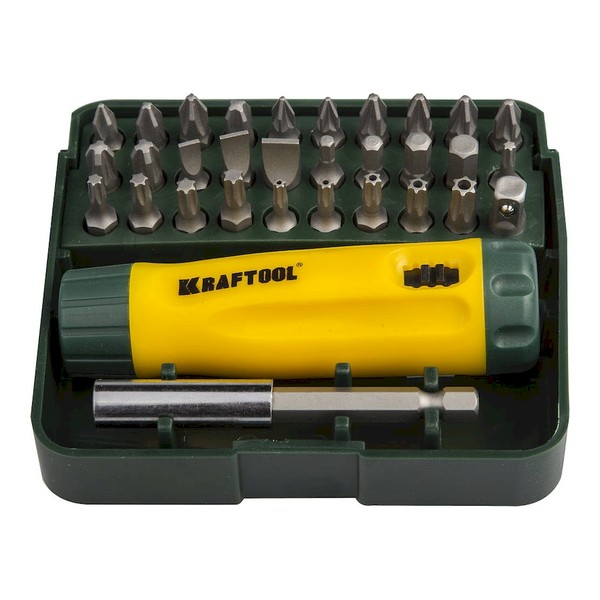 KRAFTOOL Kompakt-32 набор: реверсивная отвертка с насадками 32 шт