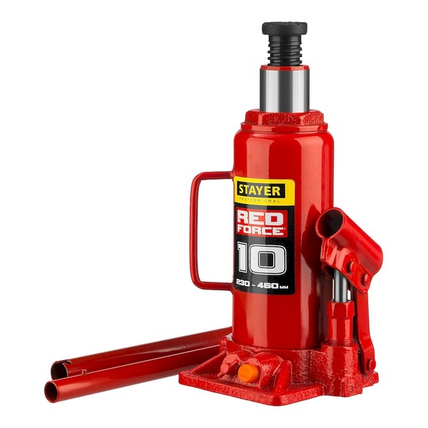 STAYER RED FORCE 10т 230-460мм домкрат бутылочный гидравлический
