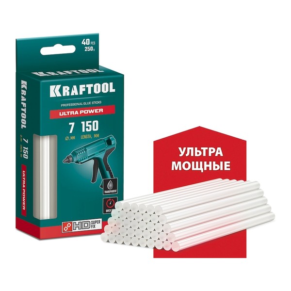 KRAFTOOL Ultra Power ультрамощные прозрачные клеевые стержни