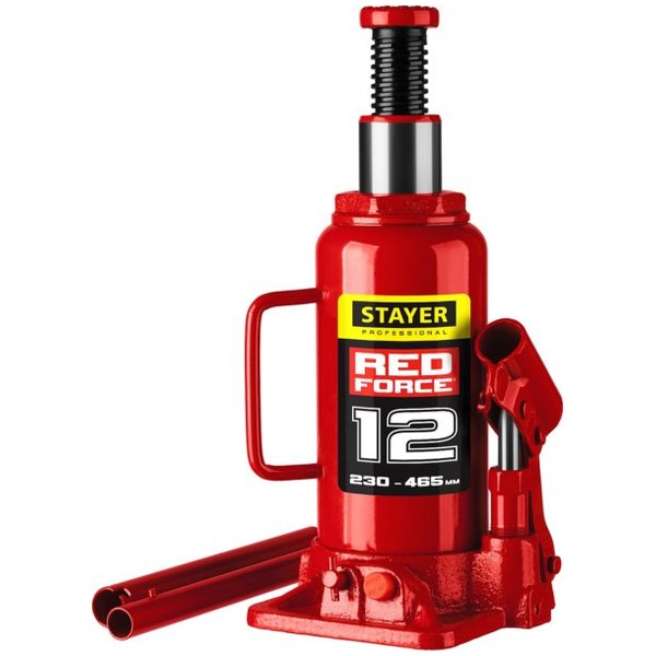 STAYER RED FORCE 12т 230-465мм домкрат бутылочный гидравлический